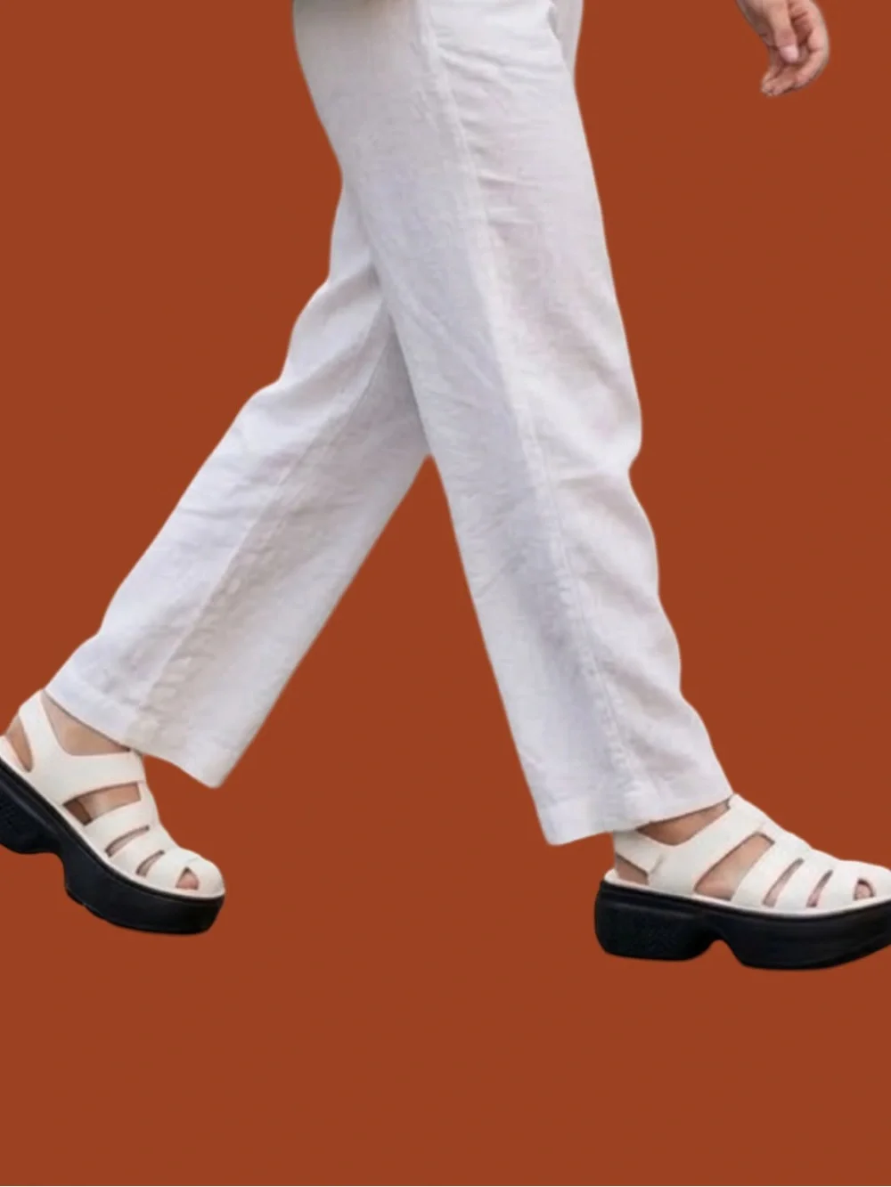 New from Anthropologie CROCS White & Black Platform Fisherman Sandals Size 9